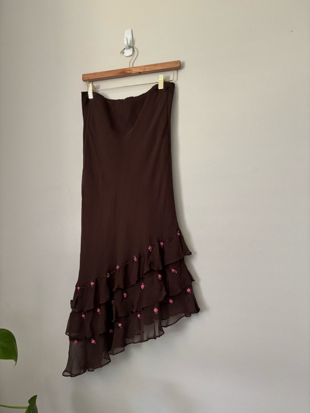 Vintage 2 Piece Asymetrical Floral Silk Skirt Set - Picture 4 of 11